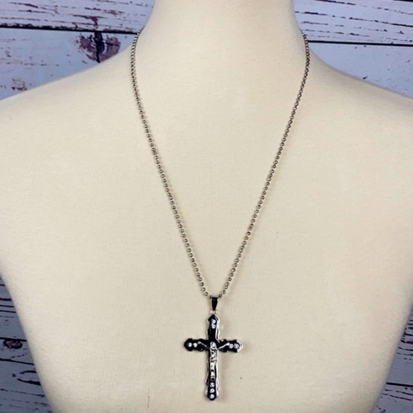 24” Stainless Steel Necklace with 2" Large Cross - Picture 6 of 17